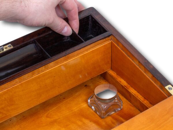 How to access the secret compartment inside the inlaid Writing Box Hausburg