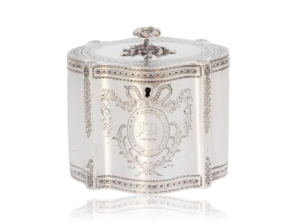 Front of the Georgian Silver Tea Caddy by William Vincent