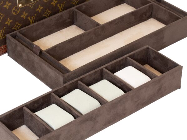 Close up of the trays removed from the Vintage Louis Vuitton Jewellery Case watch tray