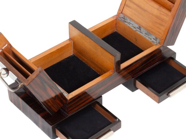 Overview of the interior of the Macassar Ebony Cigarette Box