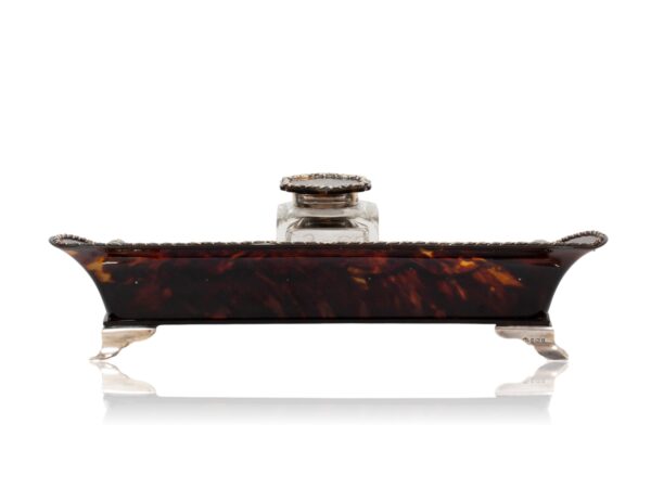 Rear of the Tortoiseshell and Silver Inkwell William Comyns