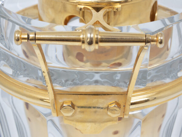 Close up of the handle from the Baccarat Gold Crystal Champagne Cooler