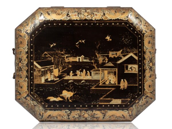 Top of the Chinese Export Lacquered Tea Chest