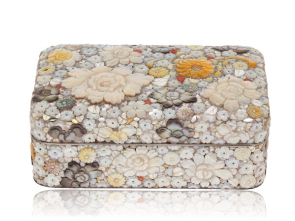 Rear of the Japanese Shibayama Millefiori Box Masamitsu
