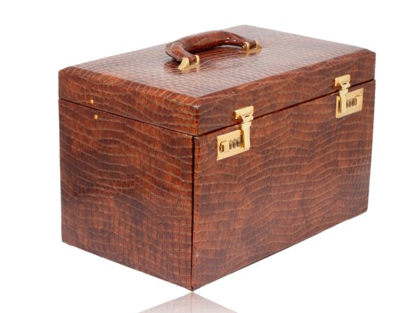 Front overview of the Leather Jewellery Vanity Travel Case