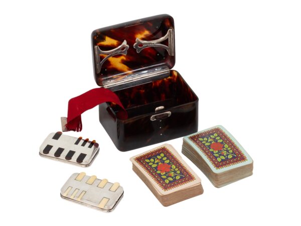 Tortoiseshell Card Box Henry Atkins showing the contents