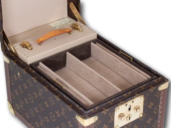 Interior overview of the Vintage Louis Vuitton LV Jewellery Case