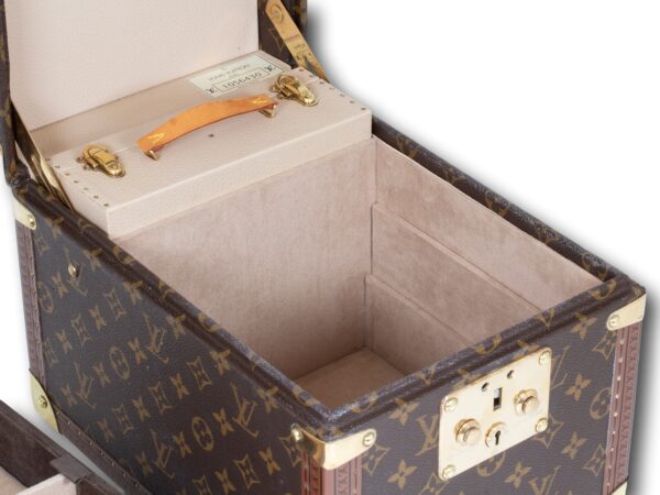 Close up of the base storage from the Vintage Louis Vuitton LV Jewellery Case