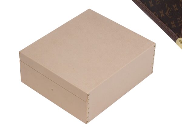 Overview of the base of the internal case removed from the Vintage Louis Vuitton LV Jewellery Case with the trays removed